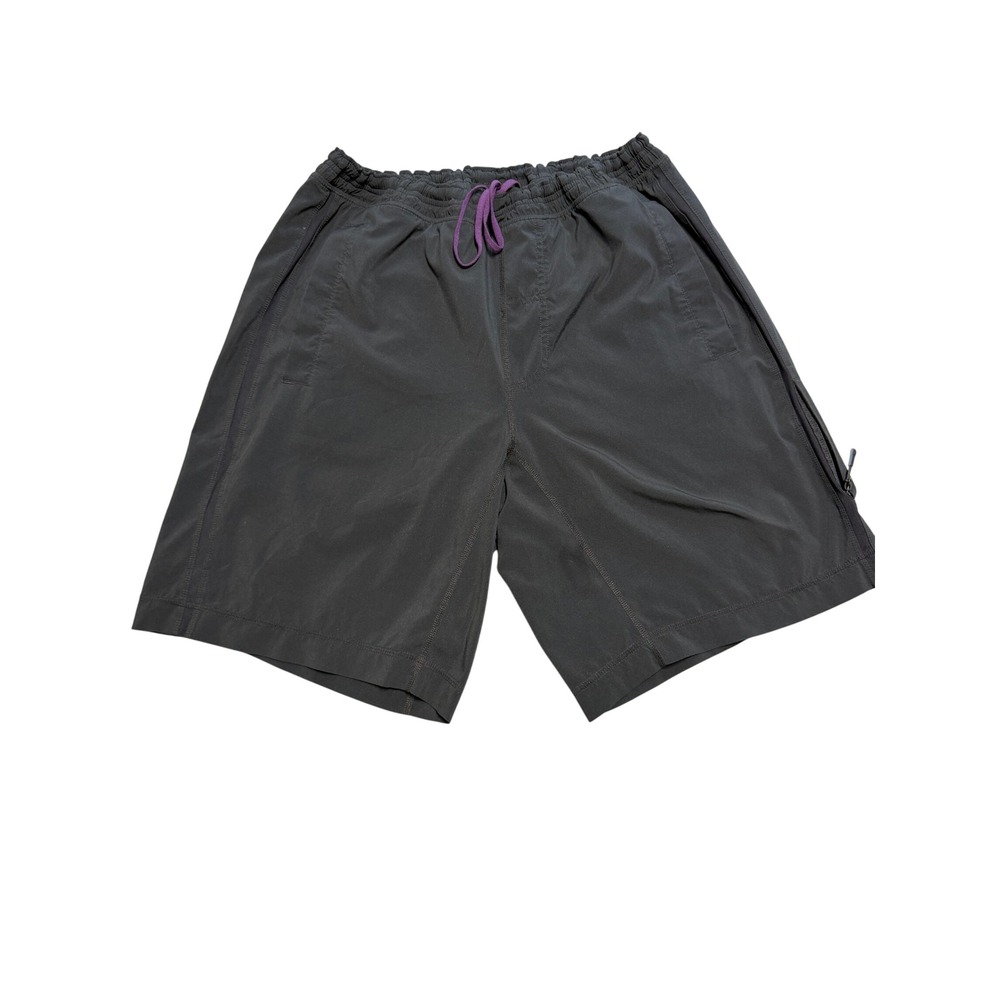 Lululemon Mens Athletic Shorts Black Zipper Pockets Elastic Waist Size 26-27